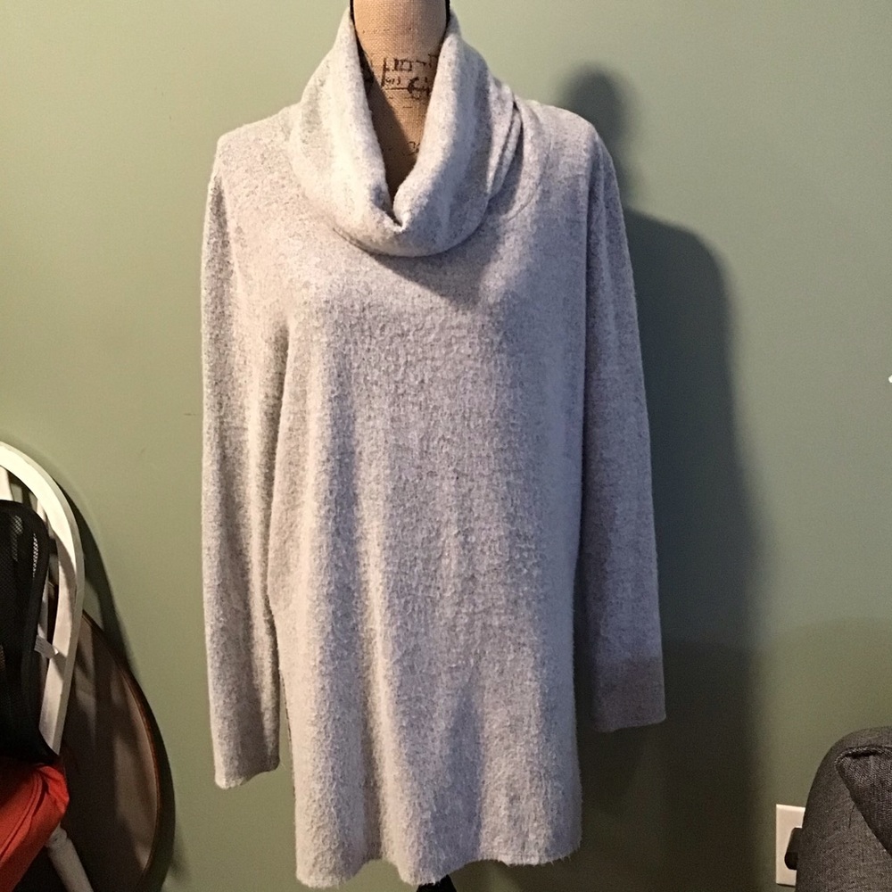 Gold Spark High Low Cowl Neck Sweater Size M Preowned